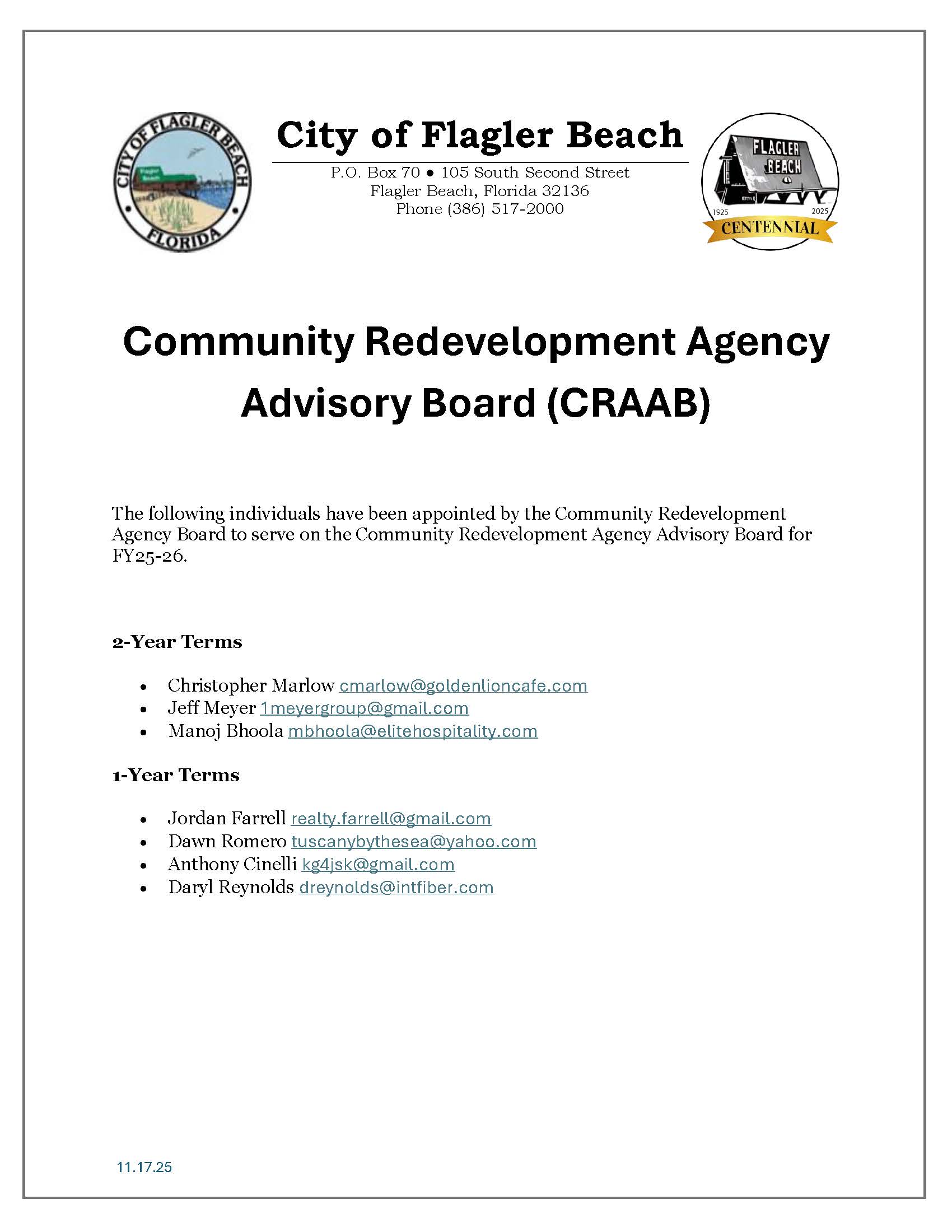 CRAAB Committee Roster 11.17.25